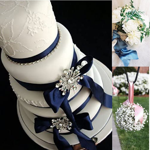 2Pcs Ribbon Satin 2cm*22m Bulk Ribbon Wedding Party Decor Gift Wrap Bright Blue