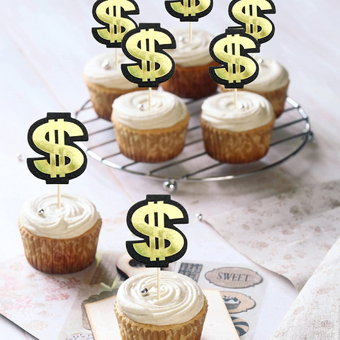 Sold Sign Cake Topper File Cake Topper Cake Decorations Cupcake Topper $$ Dollar Sign, 10pcs ...