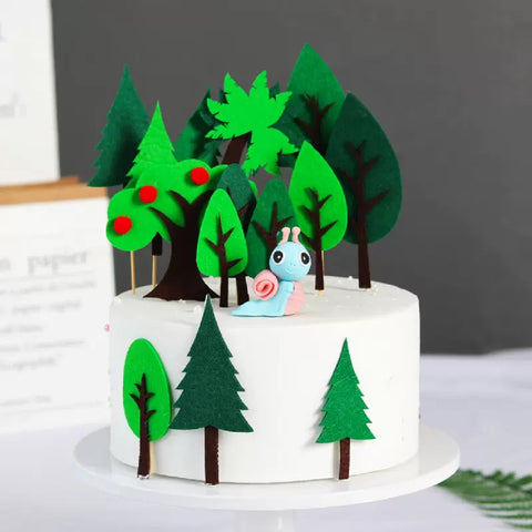 Cake Decoration Cupcake Topper - Woodland Trees Felt - 6Pcs Set B