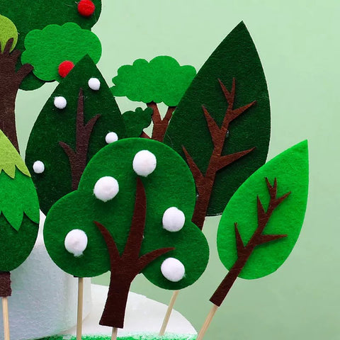 Cake Decoration Cupcake Topper - Woodland Trees Felt - 6Pcs Set B