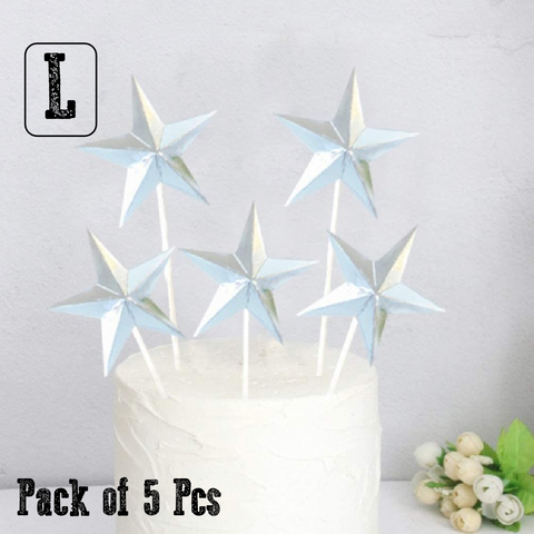 Cake Topper Cake Decorations Cupcake Topper Silver Stars - Large