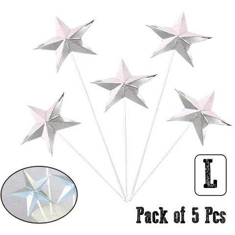 Cake Topper Cake Decorations Cupcake Topper Silver Stars - Large