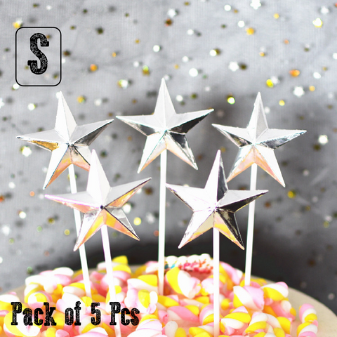 Cake Topper Cake Decorations Cupcake Topper Silver Stars - Small