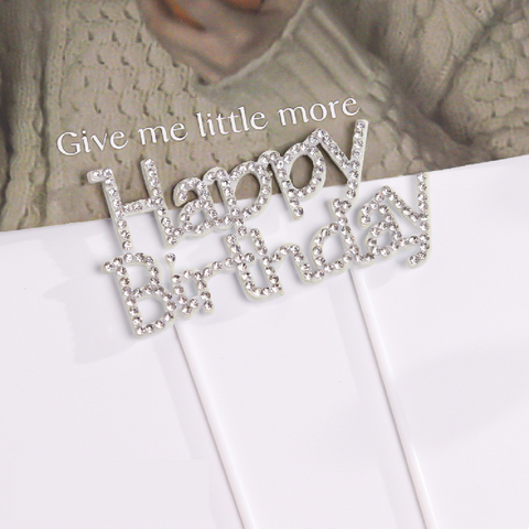 Happy Birthday Cake Topper Cake Decoration - Shiny Diamond