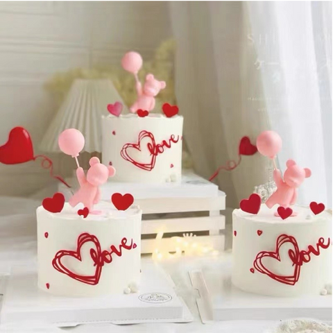 Cake Topper Cake Decoration Teddy Bear - Pink