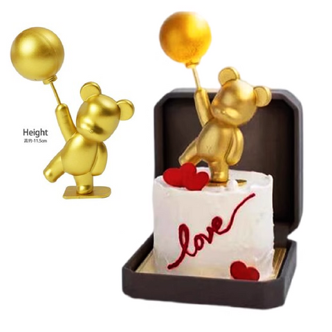 Cake Topper Cake Decoration Teddy Bear - Gold