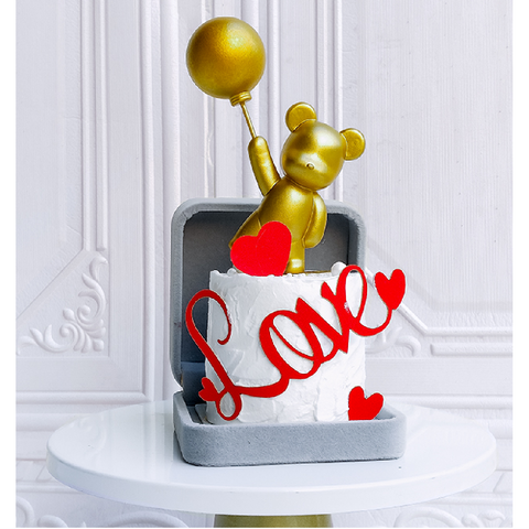 Cake Topper Cake Decoration Teddy Bear - Gold