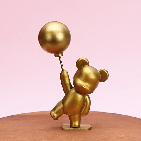 Cake Topper Cake Decoration Teddy Bear - Gold