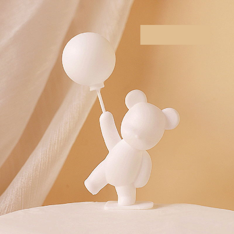 Cake Topper Cake Decoration Teddy Bear - White