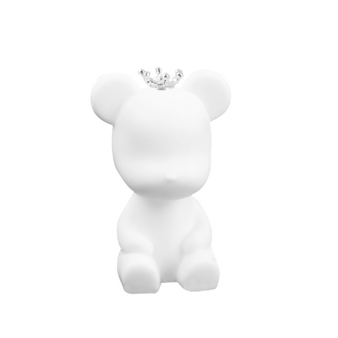 Cake Topper Cake Decoration Teddy Bear with Crown - White