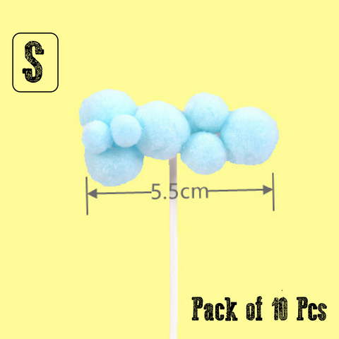 10Pcs Cake Topper Cake Decoration Soft Fluffy Clouds - Blue - Small
