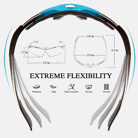 Sports Polarized Sunglasses Unbreakable Frame 100% UV400 Protection with 3 Interchangeable Lens