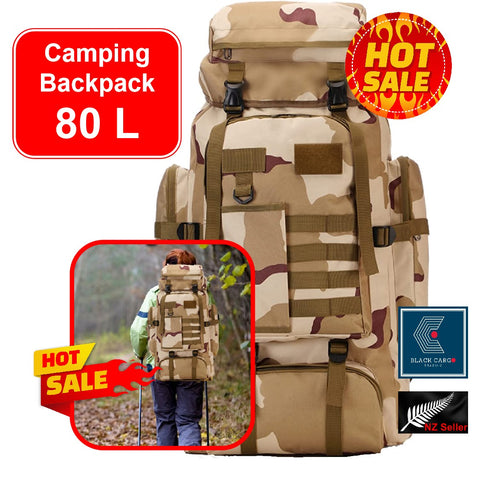 Camping Back Pack Bag Tramping Pack 80L Waterproof - Camouflage