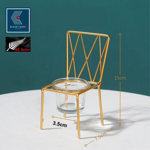 2Pcs Crafts Golden Metal Tealight Candle Holders European Style Chair Design