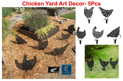5Pcs Chicken Yard Art Large Decorative Garden Stakes Rooster Animal sculpture