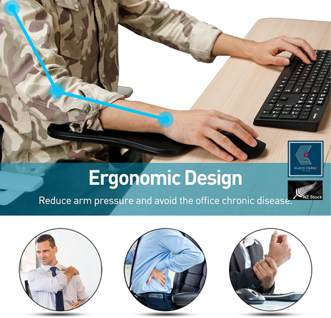 Ergonomic Adjustable Armrest Support Pad Clamp-On Desk Computer Table