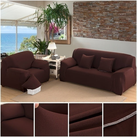 Couch Cover Chocolate Brown Elastic 3 Seater