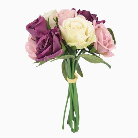 Artificial Silk Flower Bouquet Rose Peony Flowers 9 flowers -Pink