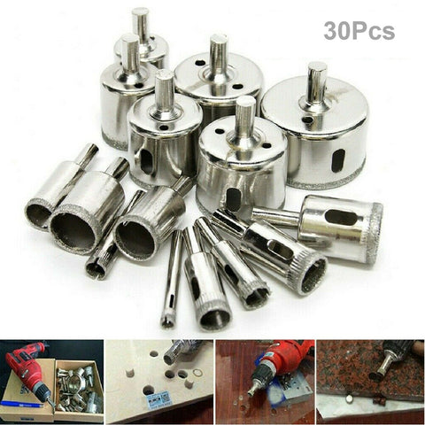 Drill Bits Glass Diamond Hole Saw Stone 6-50mm 30pcs