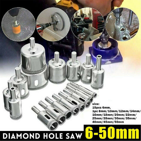 Drill Bits Glass Diamond Hole Saw Stone 6-50mm 30pcs
