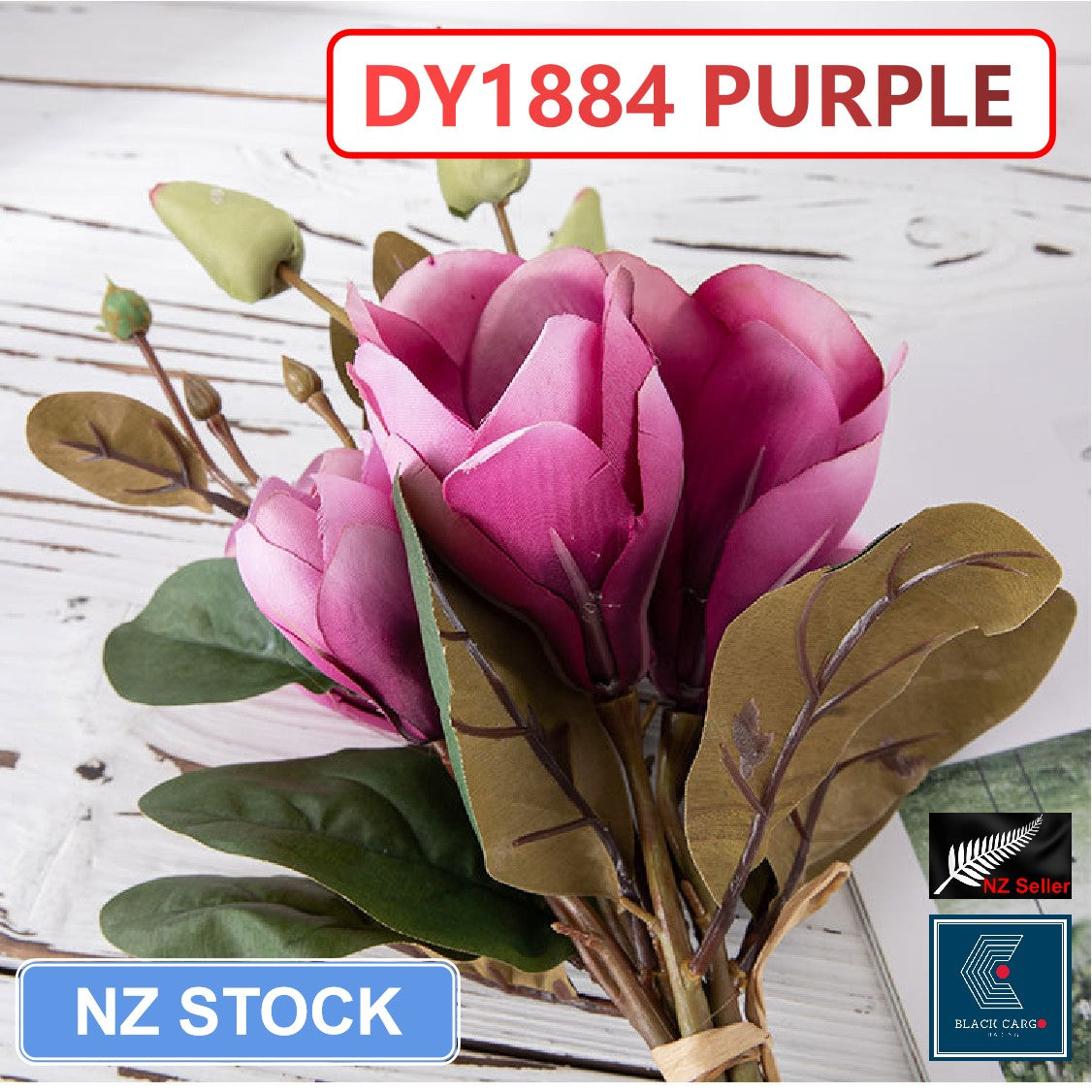 Artificial Silk Flowers Purple Magnolia - Referdeal