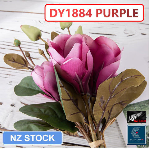 Artificial Silk Flowers Purple Magnolia - Referdeal