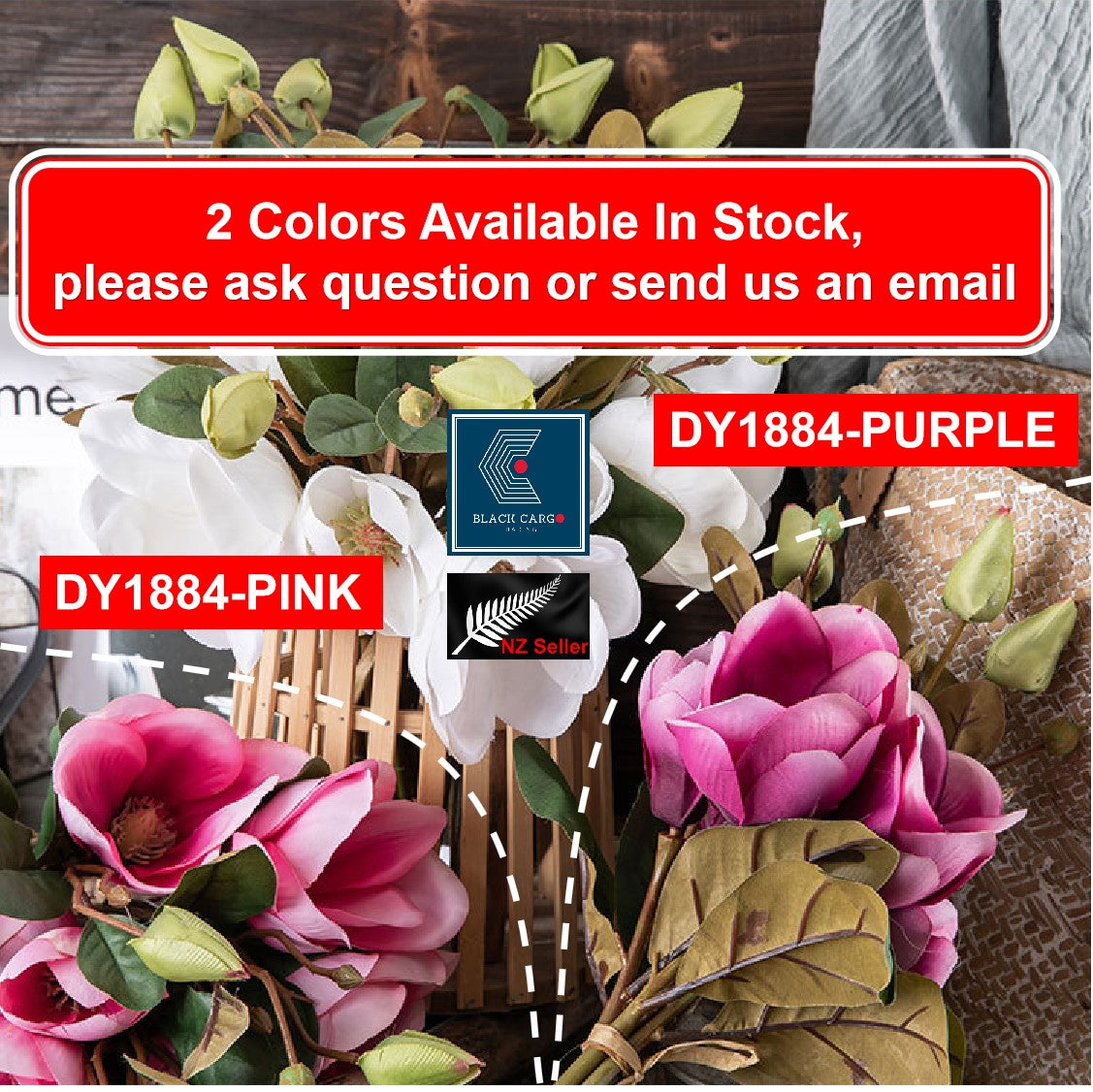 Artificial Silk Flowers Purple Magnolia - Referdeal