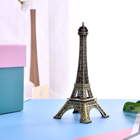 Eiffel Tower Statue Decor Alloy Metal Bronze Tone 25cm