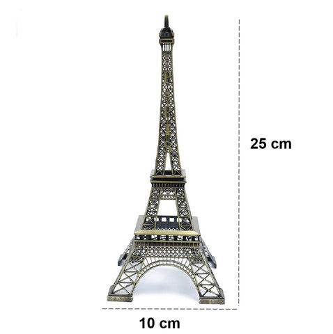 Eiffel Tower Statue Decor Alloy Metal Bronze Tone 25cm