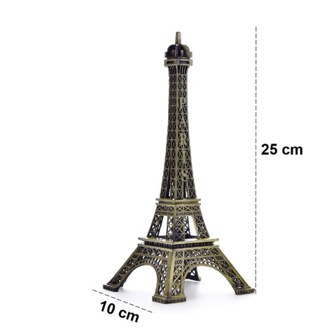 Eiffel Tower Statue Decor Alloy Metal Bronze Tone 25cm