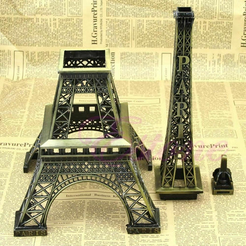 Eiffel Tower Statue Decor Alloy Metal Bronze Tone 25cm