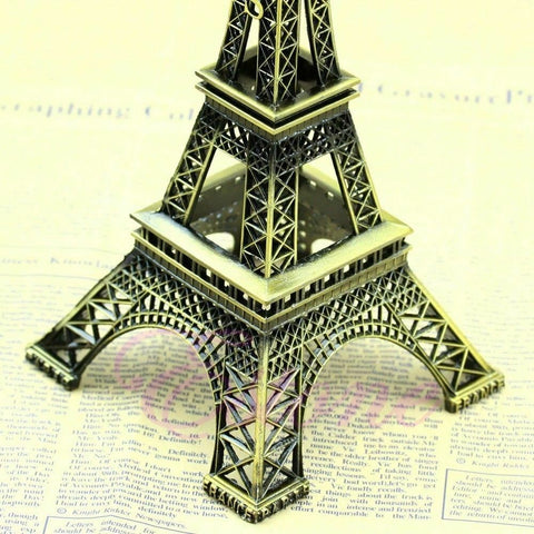 Eiffel Tower Statue Decor Alloy Metal Bronze Tone 25cm