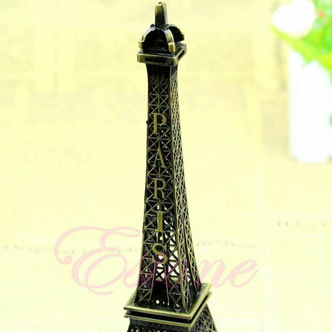 Eiffel Tower Statue Decor Alloy Metal Bronze Tone 25cm