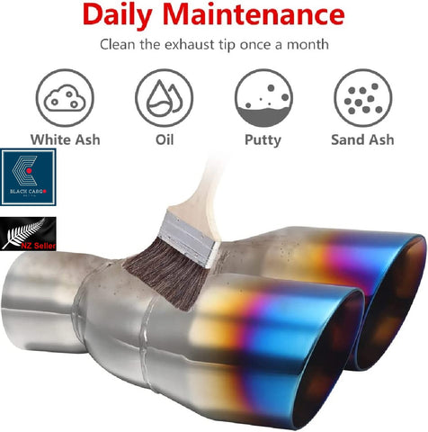 Exhaust Muffler Tip Dual Pipe Universal Chrome Trim Half Colorful