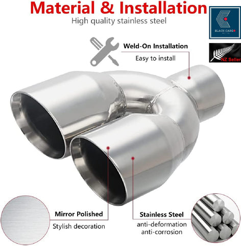 Exhaust Muffler Tip Dual Pipe Universal Chrome Trim Half Colorful