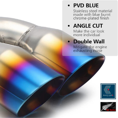 Exhaust Muffler Tip Dual Pipe Universal Chrome Trim Half Colorful