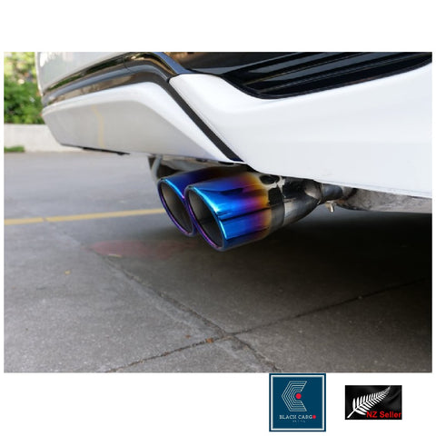 Exhaust Muffler Tip Dual Pipe Universal Chrome Trim Half Colorful