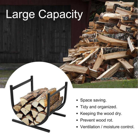 Heavy Duty Steel Firewood Log Rack U-Shaped Freestanding Firewood Holder