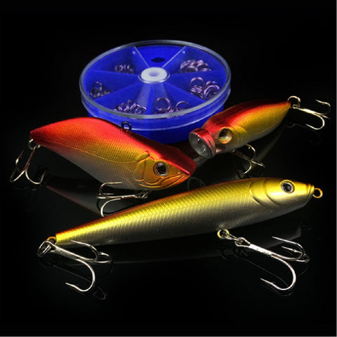 Fishing Split Ring Lures Connector Stainless Steel Double Loop 6 Sizes 115 Pcs