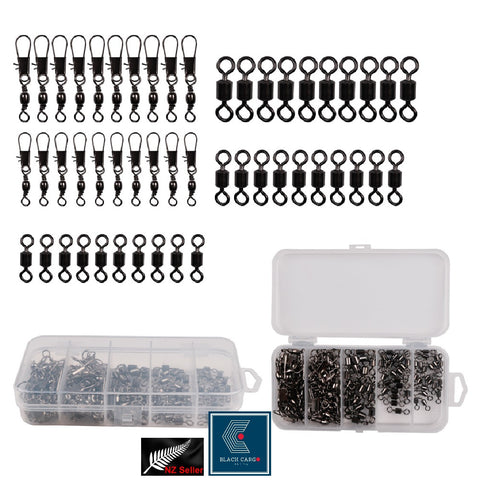 50Pcs Fishing Barrel Swivels with Safety Snaps Swivel Connector Assorted Sizes