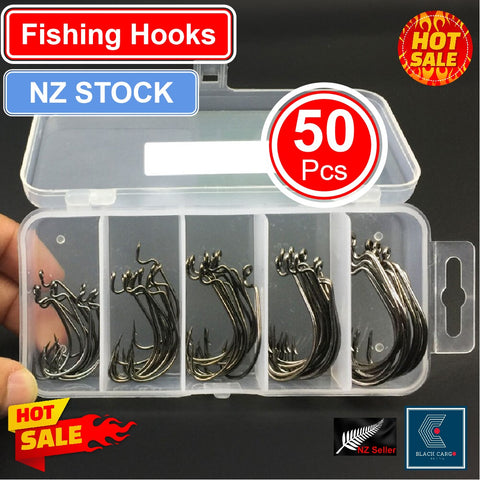 50Pcs Inline Single Fishing Hooks for Lures Baits Circle#2#1 1/0 2/0 3/0