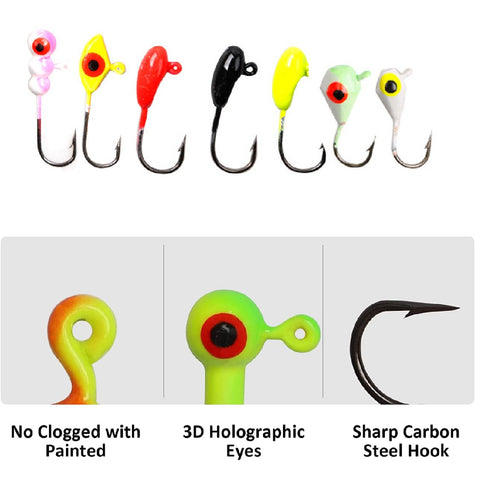 Fishing Lure Hooks 5cm Soft Bait with Jig Heads Hooks 3D Walleye Qty 50Pcs