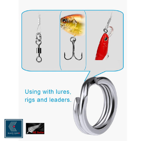 200Pcs 6-9# Fishing Split Ring Stainless Steel Fish Hooks Crank Bait Lure Connector