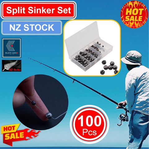 100Pcs Assorted Fishing Sinker Removable Split-Shot Weights Fishing Accessories
