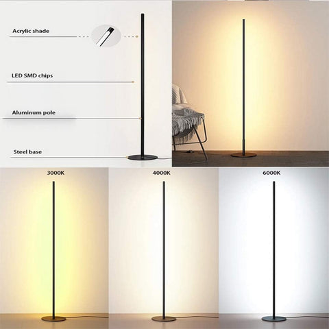 Stylish Modern LED Dimmable Floor Lamp Corner Floor Lamp Remote Control