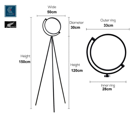 Modern Floor Lamp Rotatable Arc Tall Lamp with Circle Ring LED FloorLamp 3000K