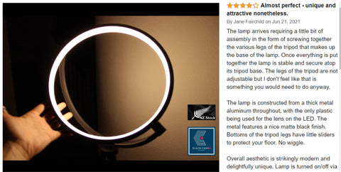 Modern Floor Lamp Rotatable Arc Tall Lamp with Circle Ring LED FloorLamp 3000K