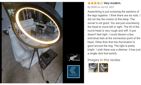 Modern Floor Lamp Rotatable Arc Tall Lamp with Circle Ring LED FloorLamp 3000K