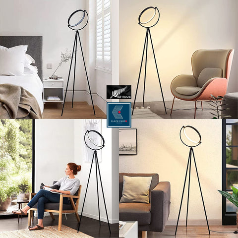 Modern Floor Lamp Rotatable Arc Tall Lamp with Circle Ring LED FloorLamp 3000K