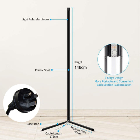 RGB Corner Floor Lamp Color Changing LED Modern Floor Lights with Remote Control
